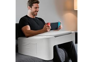 Desklogics Ultimate Gaming Pillow & Lap Desk Combo, Ergonomic Bed Rest with Cup Holder, Phone Stand & Pockets, Reading Pillow