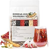 Ginseng and Wolfberry Tea, Kidney Tea Formula Ginseng Six Treasure Teabag for Men, Mulberry RedDate Goji Berry Herbal Teabags (1)