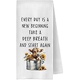 OVAcational Inspirational Highland Cow Kitchen Towels, Gifts for Cow Lovers Hand Towels for Bathroom, Farmhouse Highland Cattle Dish Tea Towel for Kitchen, 16x24 Inch