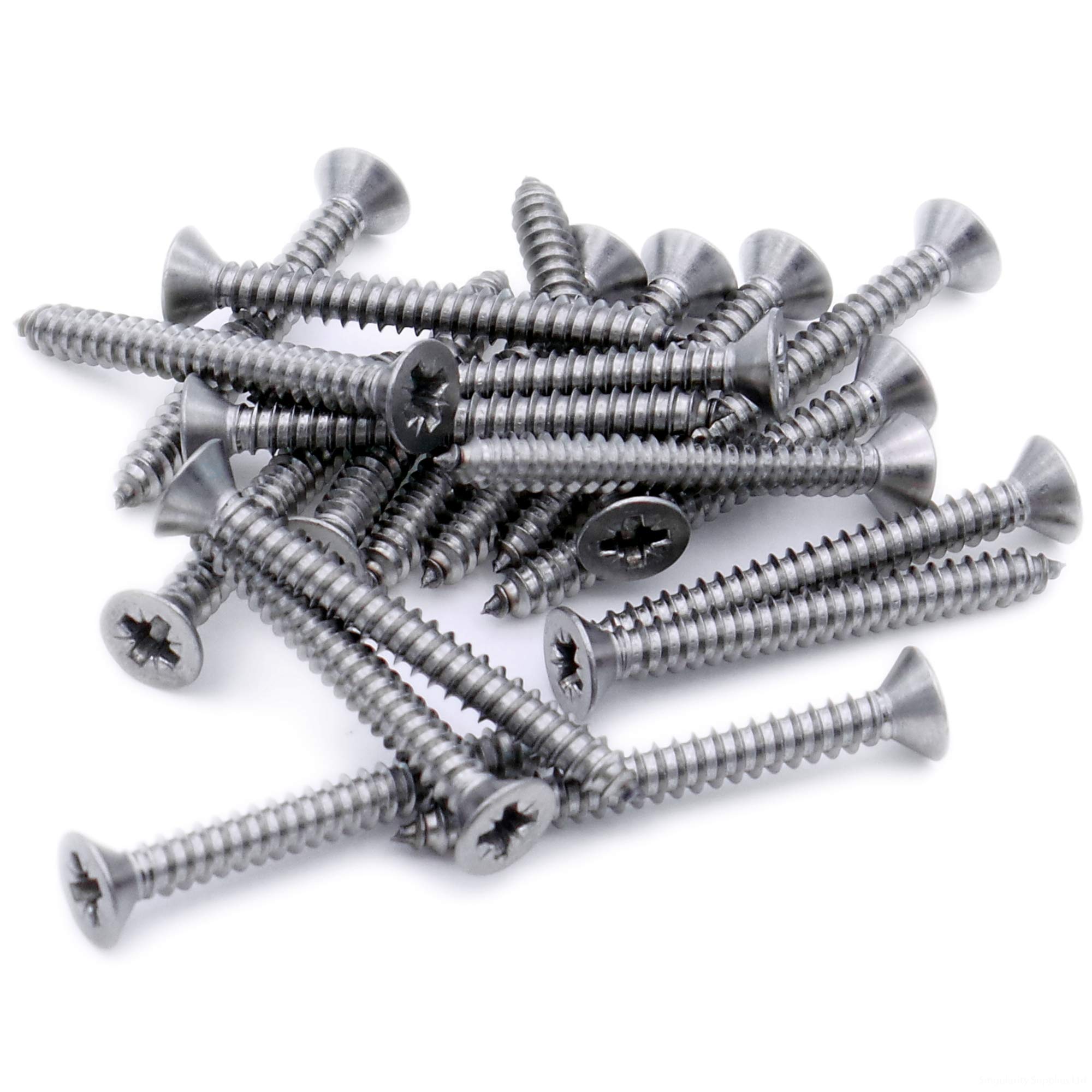 No.4 x 1 (2.9mm x 25mm) Pozi Countersunk Self-Tapping Screw - Stainless Steel (A2) (Pack of 20)