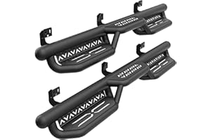 YZONA Crew Cab Running Boards Side Steps Compatible with 2009-2014 Ford F150 F-150 Super Duty SuperCrew Cab (4 Full Size Doors), Two Stairs Design Nerf Bar Side Rail Rock Sliders, Black Powder Coated