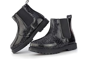 Hawkwell Girl's Fashion Shiny Chelsea Boot Kids Ankle Boots(Toddler/Little Kid/Big Kid)
