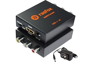Rasfox® HDMI to AV/RCA Converter, 1080p HDTV HDMI to Composite RCA Audio Video A/V CVBS Adapter Converter Box with Power Adap