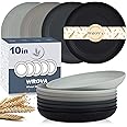 Wrova Wheat Straw Plates - 10 Inch Unbreakable Dinner Plates Set of 8 - Dishwasher & Microwave Safe Plastic Plates Reusable - Lightweight Plates for kitchen,camping (Classic Series)