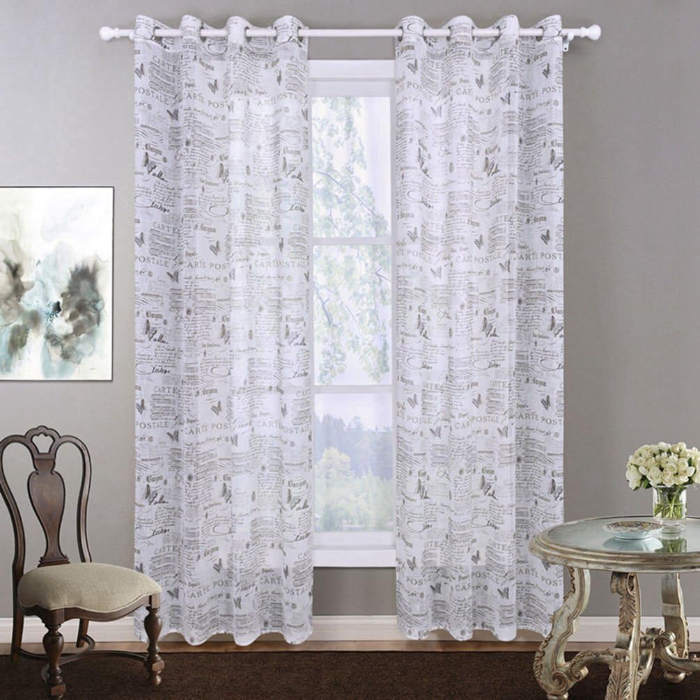 HomeyHo Drapery Sheer Panels Sheer Curtains Semi Sheer Grommet