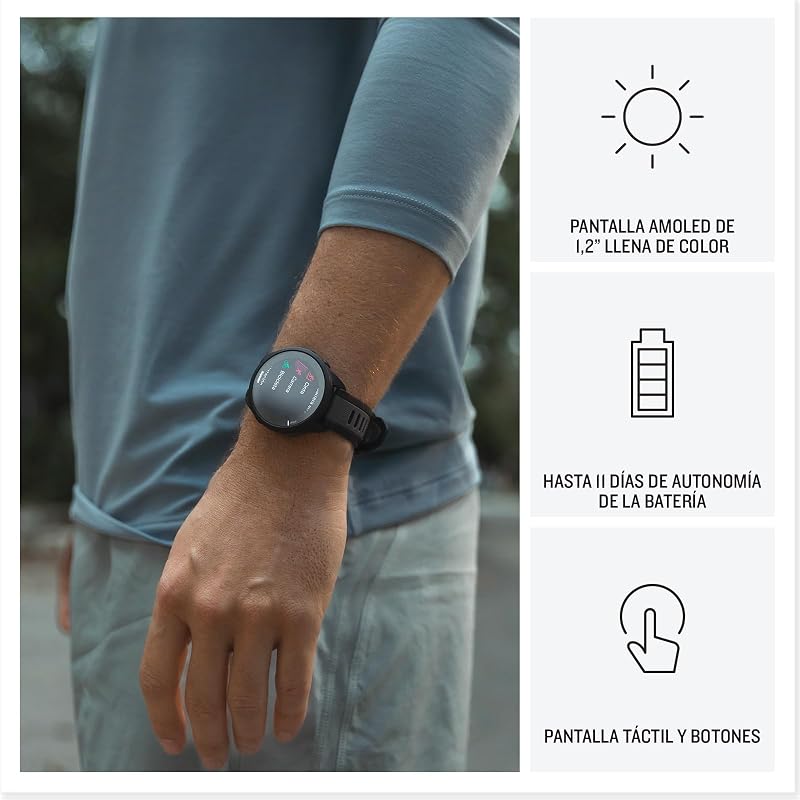 Garmin forerunner 165 smart running watch com gps, tela de toque amoled, métricas otimizadas, planos de treinamento, garmin pay, autonomia de 11 dias, preto