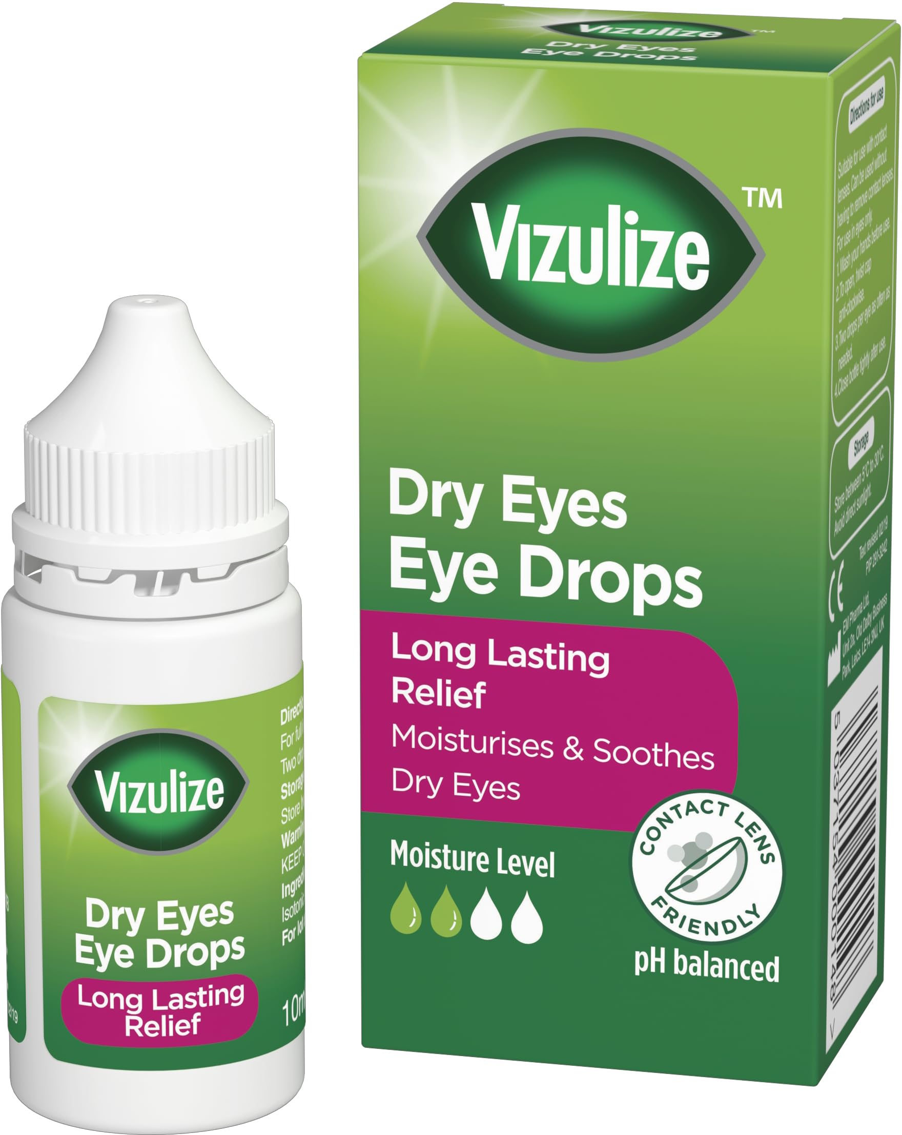 Vizulize Dry Eyes Eye Drops 10ml - Long Lasting Relief, Moisturizes & Soothes Dry Eyes