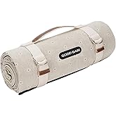 G GOOD GAIN Picnic Blankets Waterproof Extra Large - Outdoor Blanket Sand Free Foldable with Carry Strap for Beach, Camping, Park Grass, Hiking, Travel, Concerts(White Flower)