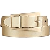 RISANTRY Women Casual Leather Gold Belt for Jeans Pants, Fashion Ladies Girls Gold Faux Leather Waist Belt