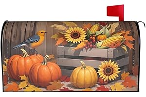 AYTIPUN Fall Thanksgiving Mailbox Covers Magnetic Standard Size Autumn Pumpkin Birds Sunflower Harvest Themed Seasonal Outdoor Decorative Letter Box Cases for Home Garden Outside Decor, 21x18 Inch