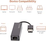 Amazon Basics USB to Ethernet Adapter 10/100 Mbps LAN Network Card RJ45 Black view 4