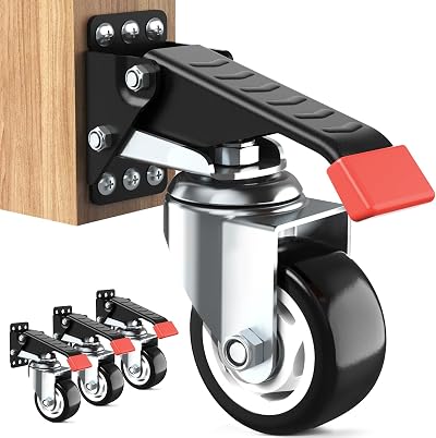 SPACEKEEPER 3 Inch Workbench Casters Kit 400KG Heavy Duty Retractable 4 Pack