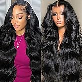 LEHOO 13x6 Body Wave Lace Front Wigs Human Hair Pre Plucked 220% Density Thick Real Virgin Human Hair Wig Invisilbe Hairline Tiny Knots Body Wave HD Lace Frontal Wigs 3X Longer Lifespan 22 Inch