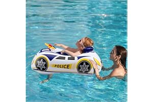 Toddler Pool Float with Police Car Design, Inflatable Baby Pool Float, Baby Swim Float with Handle and Safety Seat Pool Toys 