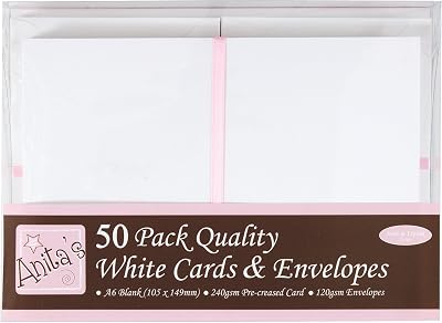 Anita's Plain Blank Cards & Envelopes A6 White Pack of 50