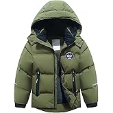 BYLESIN Kids Boy's Winter Coat Fleece Lined Waterproof Jacket Puffy Cotton Coat Thick Hooded Down Outdoor Coats