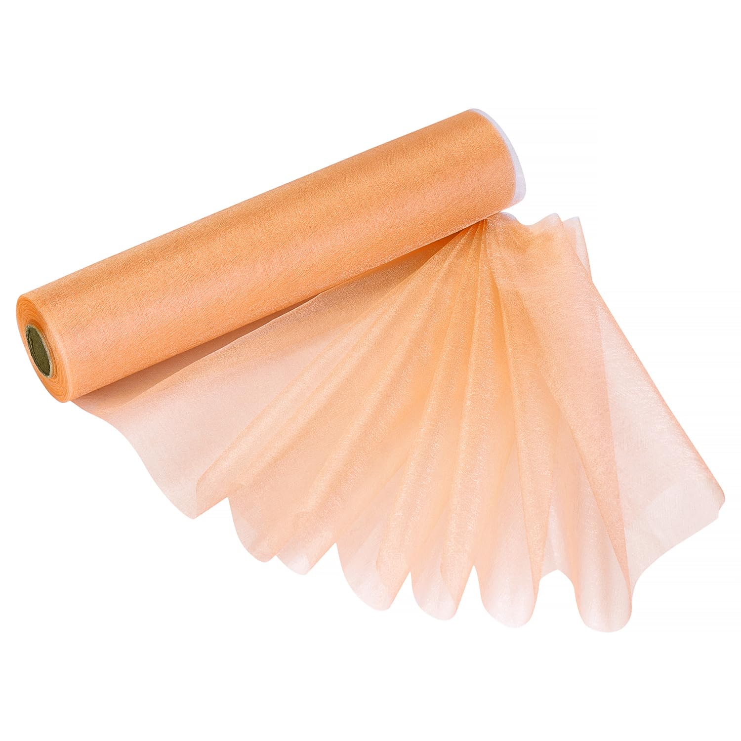 29cm x 25m Roll of Organza Sheer Fabric - Elegant Decorative Cloth for Wedding Chair Bows, Table Runners, Party Favours - Crafting Supplies for Ribbons, Dress Accents,and Bags, Peach — image 1