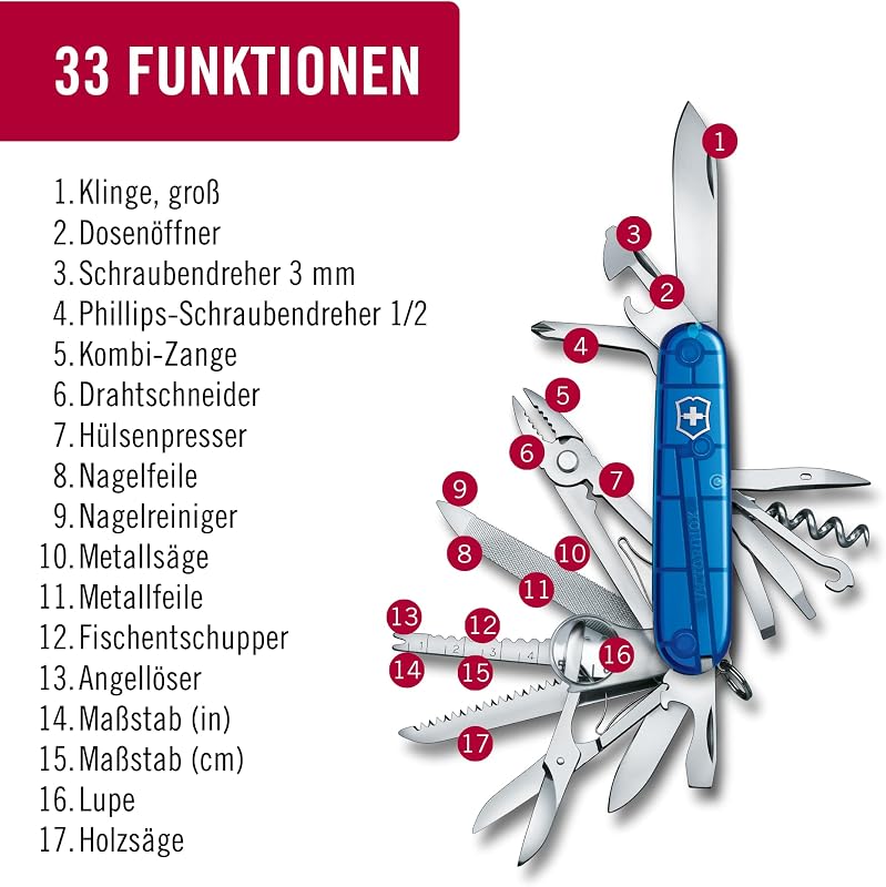Schweizer Taschenmesser Swiss Champ Multitool, 33 Funktionen