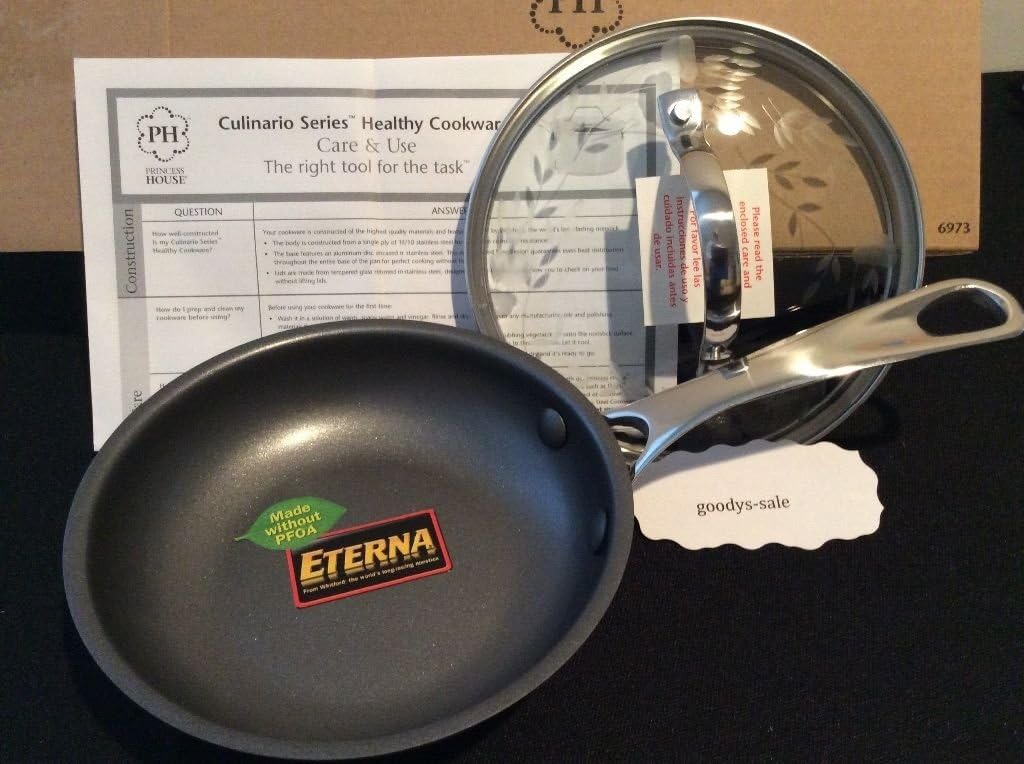 Princess House Stainless Steel Nonstick 6" Skillet With Glass Lid 6973