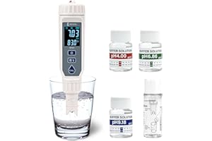 ERICKHILL pH Meter, High Accuracy ±0.01 pH Tester with Calibration Solution & 0-14 pH Measure Range, Waterproof pH Pen with ATC & LCD Backlight for Drinking Water, Aquarium, Wine, Pool, Hydroponics