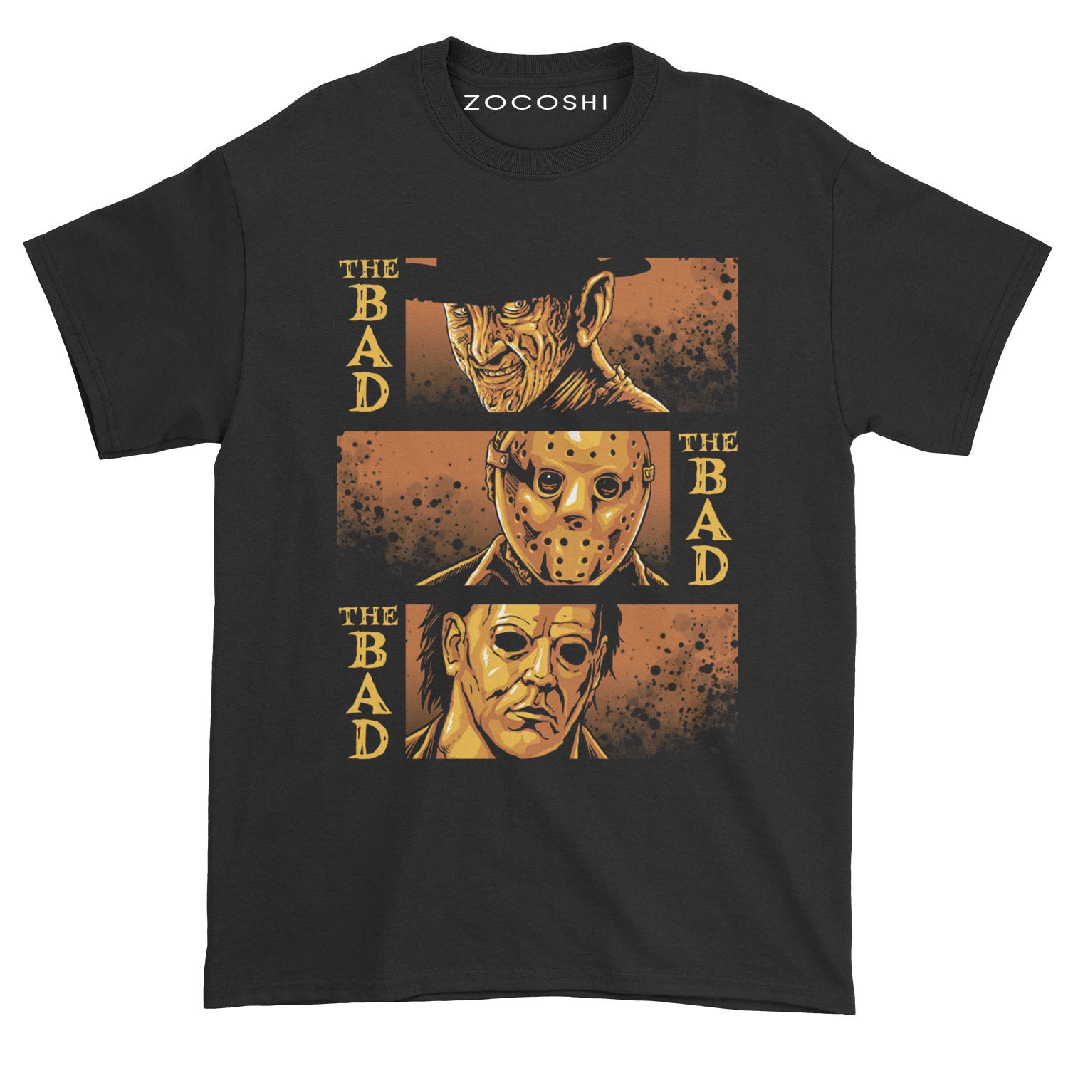 The Bad The Bad The Bad, Michael Myers, Jason Voorhees, Freddy Krueger Horror Handmade T Shirt