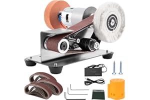 Junchamp 3-in-1 Mini Belt Sander - 15 Degree Knife Sharpener Electric Bench Grinder Sanding Machine, 7 Adjustable Speed Buffe