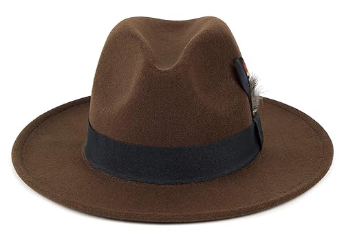 FADACHY Classic Fedora Hat for Men Women Wide Brim Felt Hat - Main Image