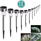 SUNNEST Solar Lights Outdoor 12Pack Solar Garden Lights Stainless Steel LED Solar Pathway Lights Outdoor Landscape Lighting for Lawn Patio Yard Walkway Driveway, White SP-G9652