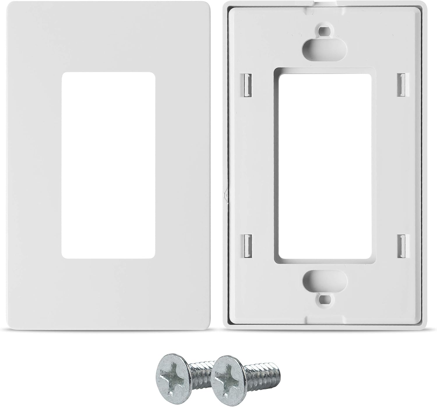 Bates- Screwless Decorator Wall Plates, Switch Plate Covers, 6 Pack, Screwless Wall Plates 1 Gang, White Switch Plate Covers, Switch Cover Plate, Wall Switch Cover, Electrical Outlet Cover Plate - - 