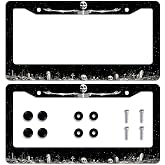 Halloween Skull License Plate Frame Black White Cemetery Gothic Skeleton License Plate Frames Personalise Metal Car Plates Funny License Plate Frames Decorative for Men Women 12.2