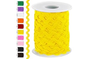 Swpeet 1 Roll 27 Yard Yellow Rick Rack Trim Ribbon Kit, Wave Sewing Bending Fringe Trim Lace Ribbon for Gift Wrapping Supplies Sewing Crafts Clothes Gift Wrapping Party