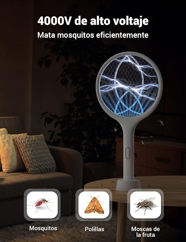 Raqueta Mosquitos Electrica 4000V Mata Mosquitos Electrico 2 en 1