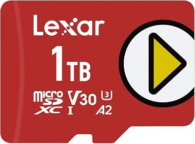 Lexar PLAY 1TB Micro SD Card microSDXC UHS-I 160MBs R/100MBs W U3 V30 A2