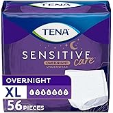 TENA Sensitive Care Overnight Incontinence Underwear Women, XL 39-52in 56ct | Designed to maximum absorbency. This underwear is 100% breathable which helps maintain your skin's natural moisture balance
