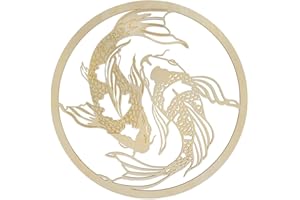 FOURTH LEVEL MANUFACTURING Fourth Level MFG 12" Yin Yang Koi Fish, Asian Wood Wall Art, Zen Home Decoration for Yoga and Meditation, Good Chakra Energy Spiritual Altar Decor, Balance Symbol