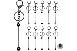 David accessories 10 Pieces Beadable Keychain Bars Beadable Blanks, for Keychain Projects Pendant (10pcs, Black-C)