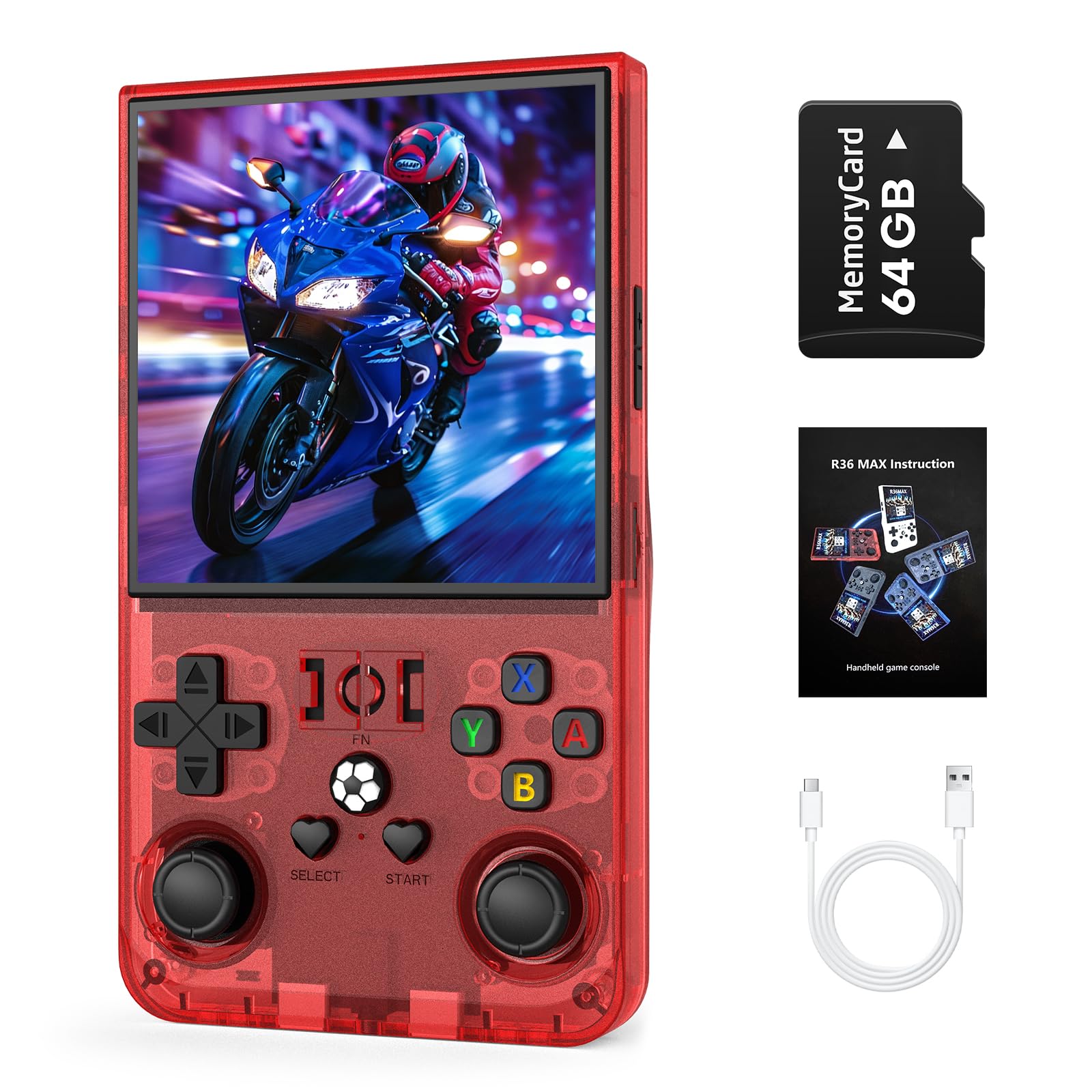 r36max retro handheld game console, 4.0 inch retro gaming console with 64gb memory, portable retro v