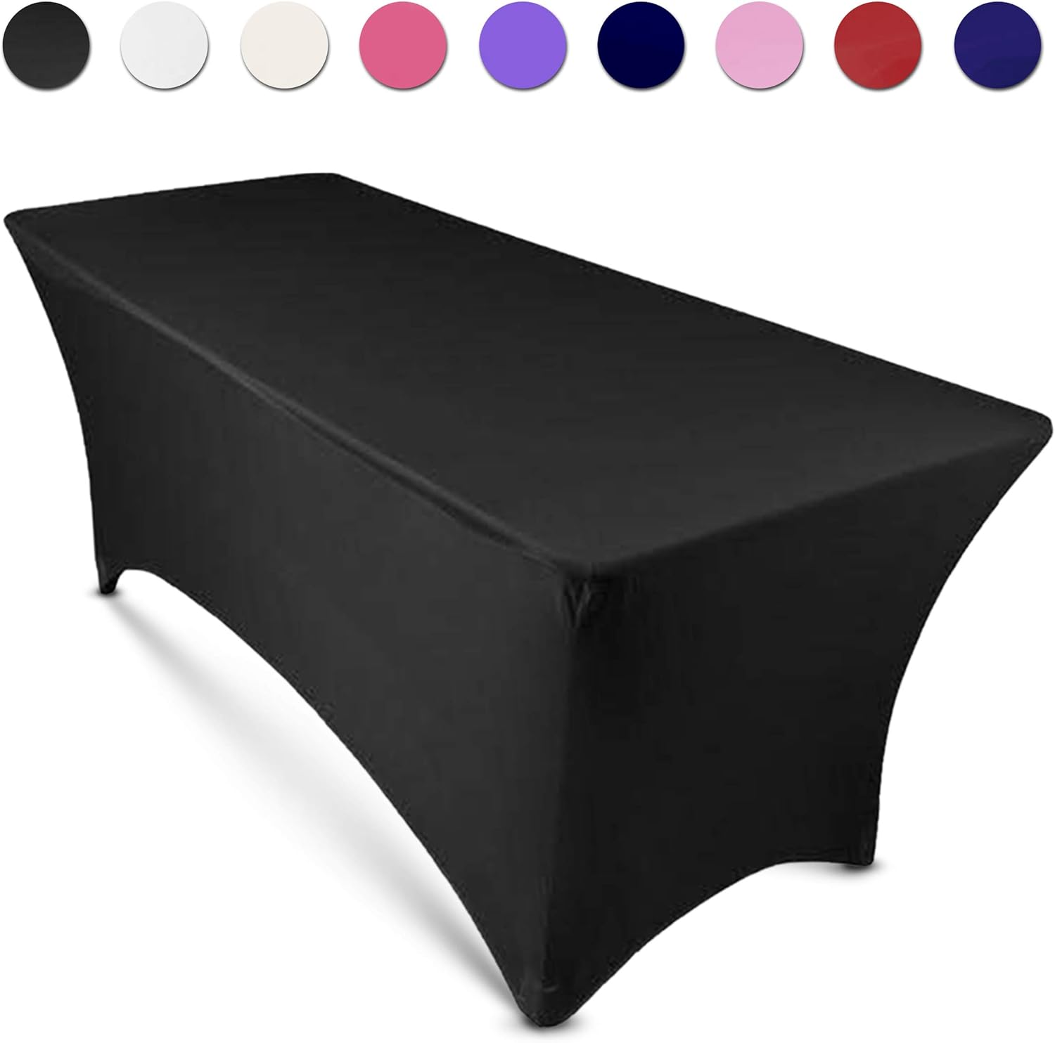 6ft Tablecloth Rectangular Spandex Linen - Black Table Cloth Fitted Cover for 6 Foot Folding Table, Wedding Linens Banquet Cloths Rectangle Covers: Kitchen & Dining