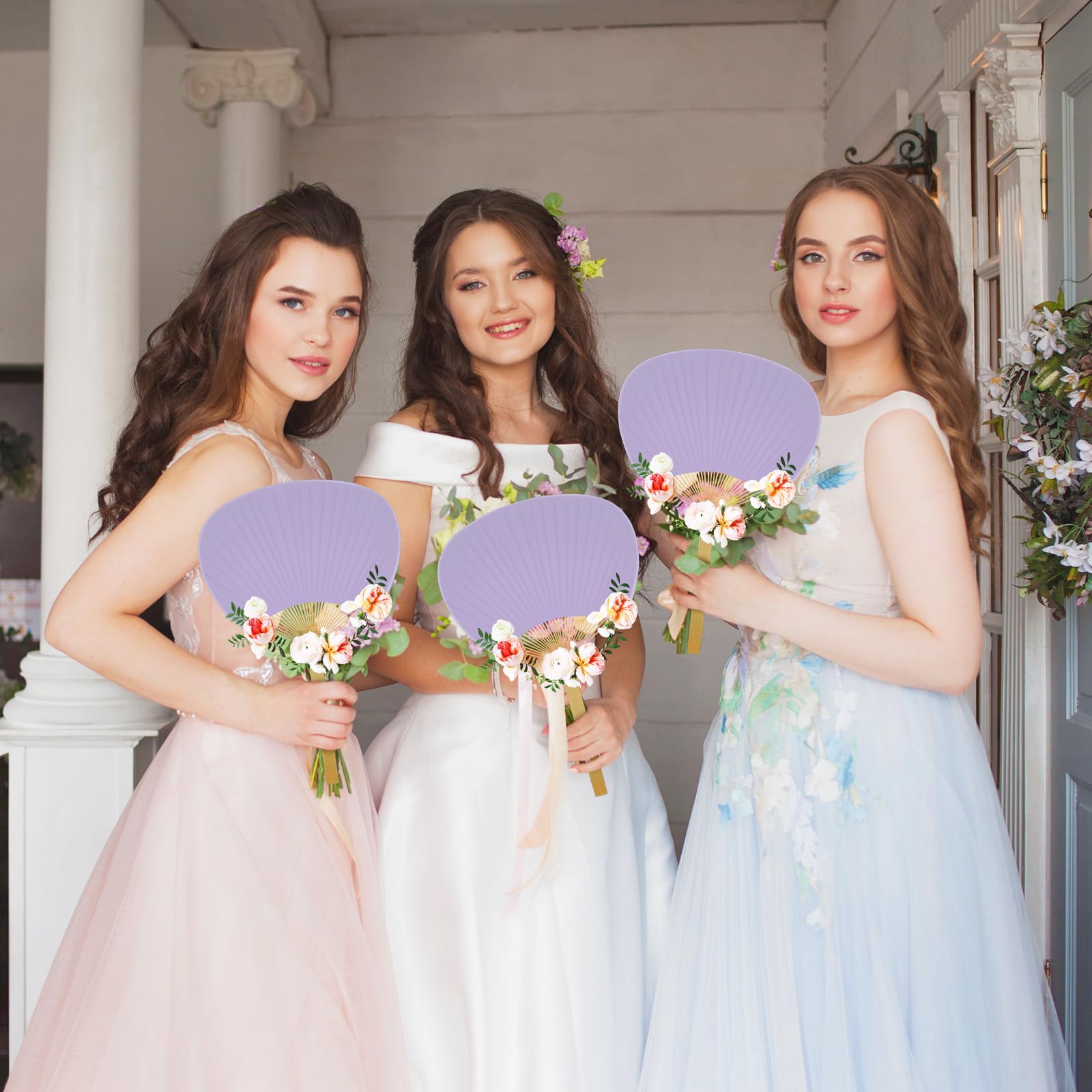 Geelin 50 Pcs Paddle Fan Bulk For Wedding Guests Decorative Fans