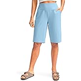 G Gradual Women's 12" Bermuda Long Shorts with Pockets High Waisted Stretch Knee Length Shorts for Women Summer Walking