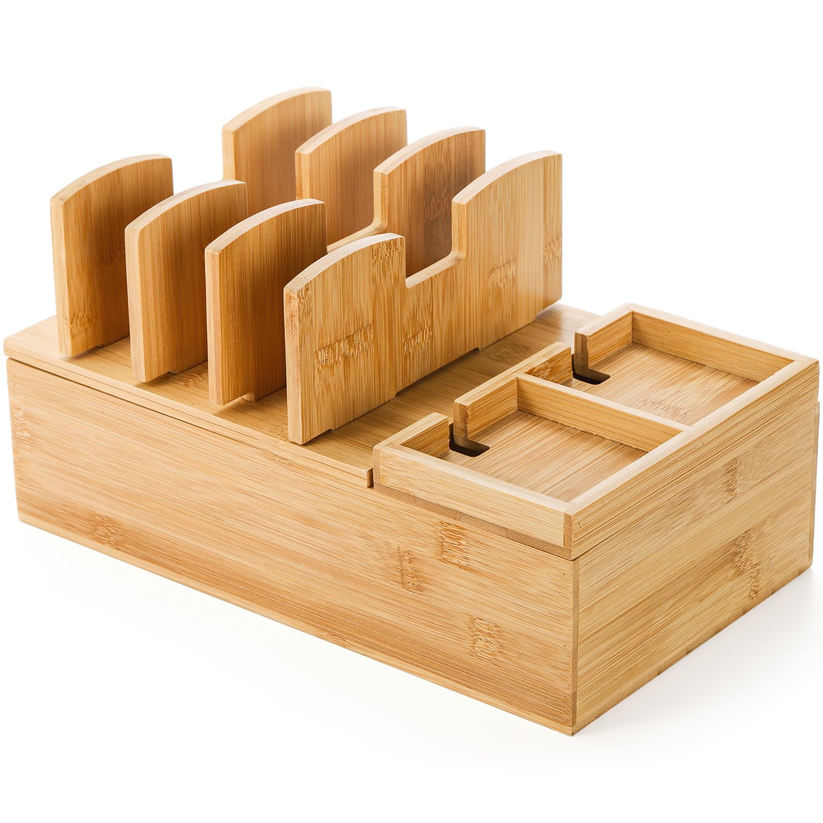Photo 1 of Fasmov Bamboo Charging Station, Charging Stand for Multiple Devices, Electronic Device Desktop Dock Stations Organizer, Cell Phone Docking Stations for Multi Laptop, Tablets, IPads, Watch, Earbuds