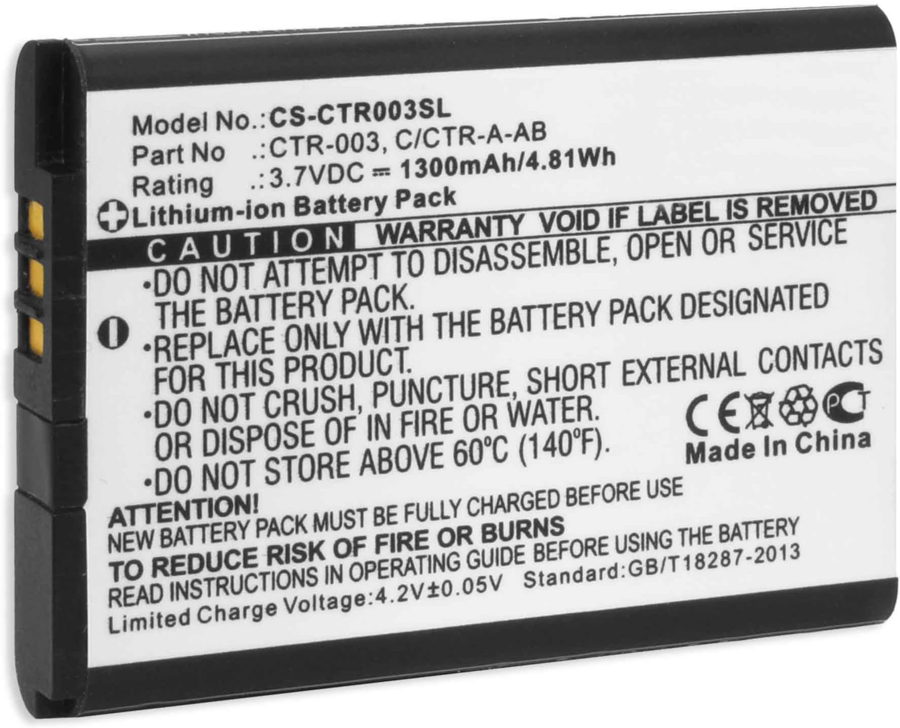 Battery compatible with Nintendo 3DS - Nintendo 2DS, new 2DS XL, N2DS XL - Nintendo Wii U Pro Controller (s originial battery Nintendo CTR-001, CTR-003)