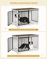 Hzuaneri Dog Crate Furniture 100 cm Double Door Barn Door White Brown DFC02314B view 4