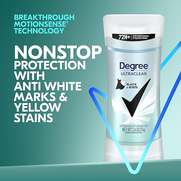 DEGREE MOTIONSENSE ULTRACLEAR BLACK+WHITE ANTIPERSPIRANT DEODORANT STICK, 2.6 OZ (PACK OF 12)