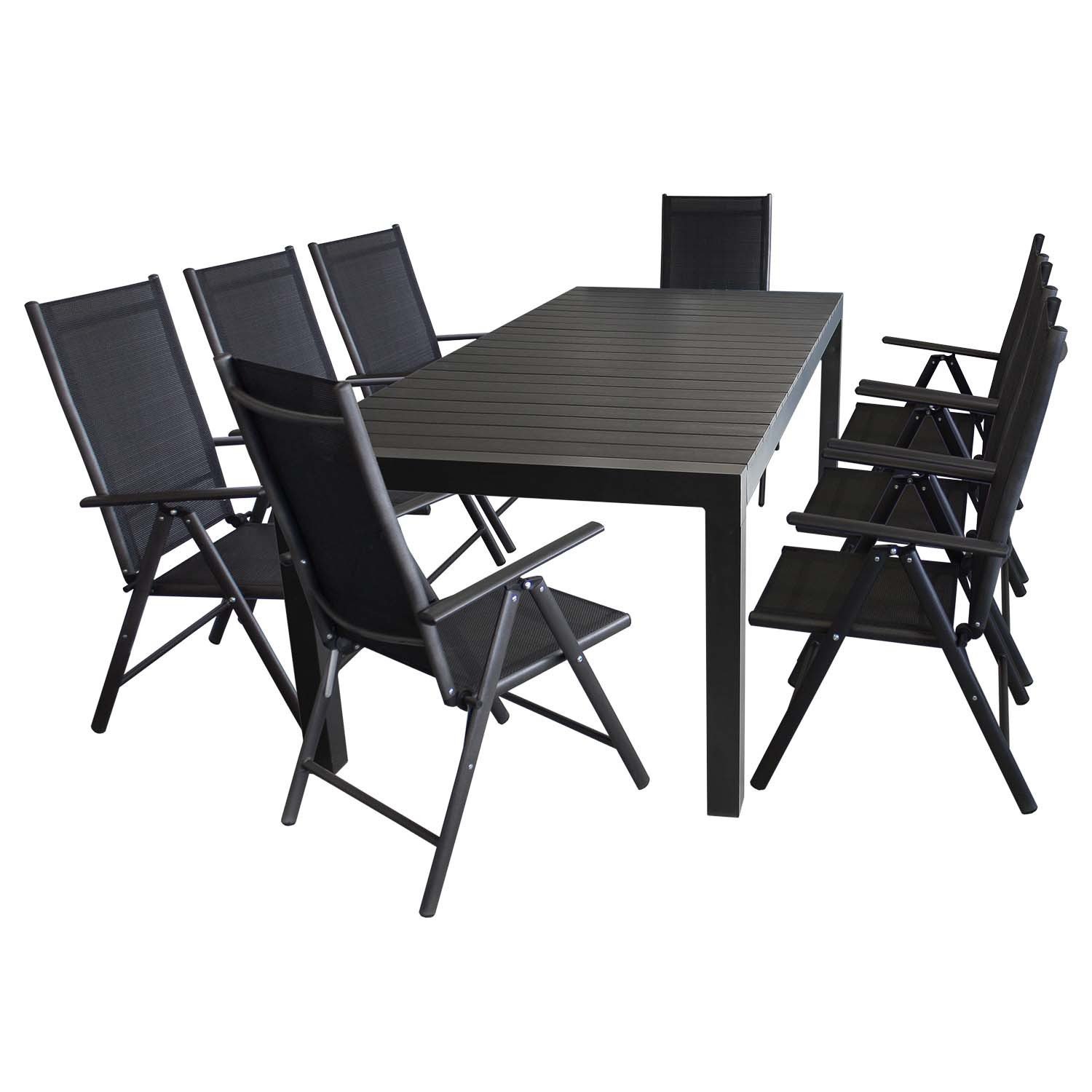 9tlg. Gartenmöbel Set - Aluminium / Polywood Ausziehtisch 224/284