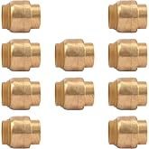 1/2-Inch Push Fit End Cap, Push-to-Connect Plumbing Fitting, Stop End Copper Fittings, Brass Plumbing Fittings, Push-fit Stop Ends For PEX, CPVC and PE-RT Pipes - Pack of 10