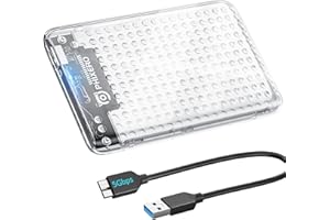 PHIXERO 2.5" Hard Drive Enclosure, 5Gbps USB 3.0 to SATA III Tool-Free External Hard Drive Enclosure for 2.5 inch 7mm/9.5mm SATA HDD & SSD [UASP Supported] Transparent
