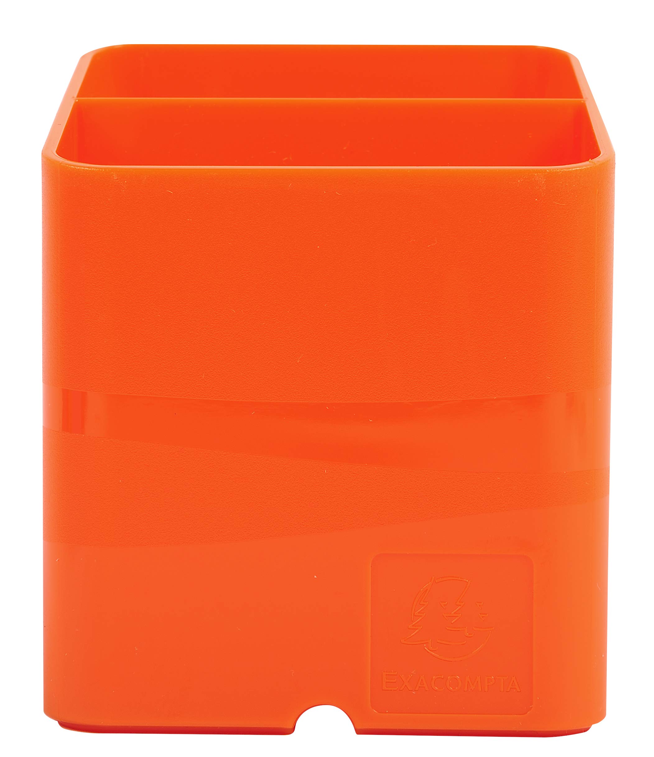 Exacompta - Ref 67788D_PAQ - Iderama Collection - Pen-Cube Pen Pot - 74 x 74 x 93mm in Size, Space-Saving Design, 2 Sections for Desk Organisation - Mandarin (Pack of 10)