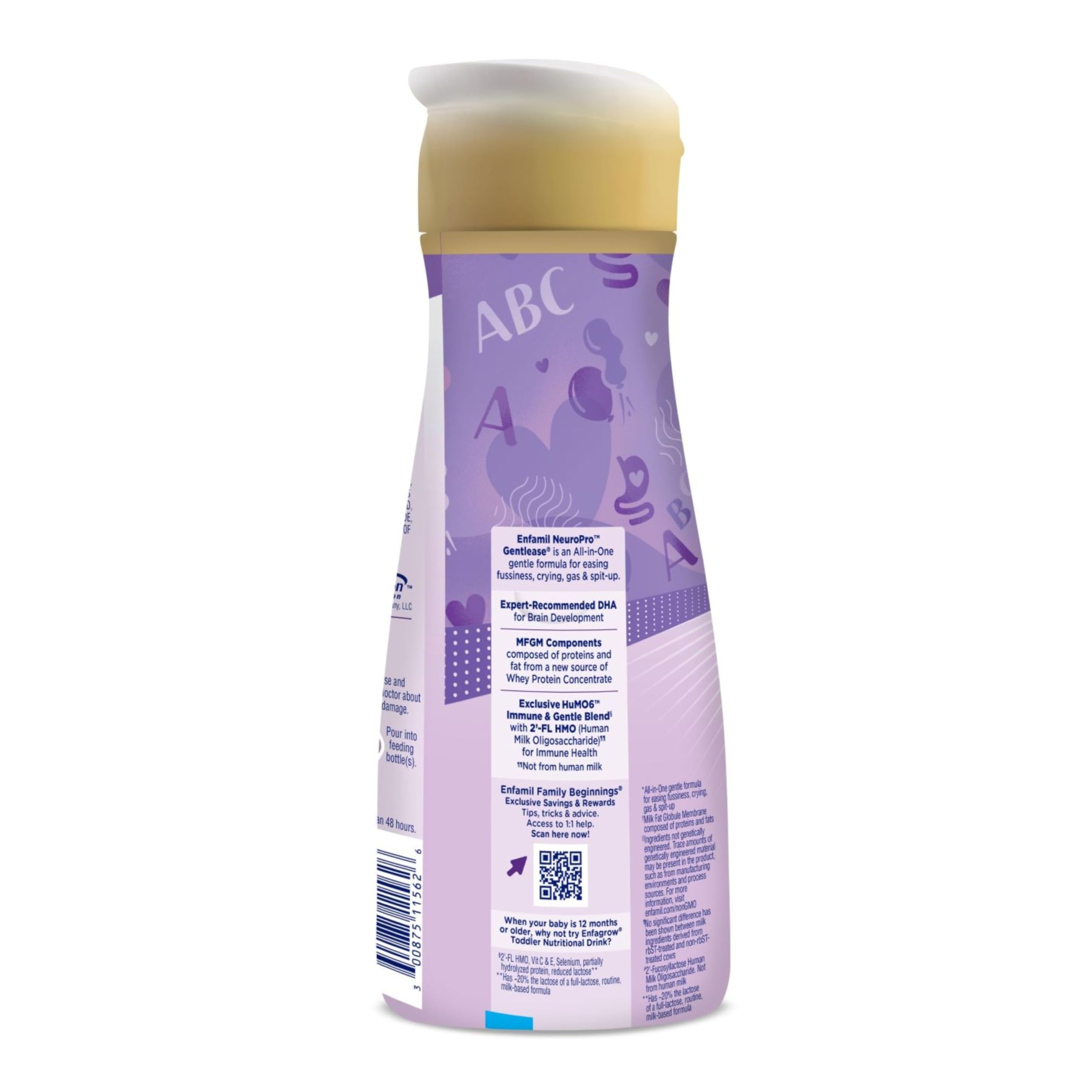 Enfamil NeuroPro Gentlease Baby Formula, Infant Formula Nutrition, Brain and Immune Support with DHA, Proven to Reduce Fussiness, Crying, Gas and Spit-up in 24 Hours, Liquid Bottle, 32 Oz