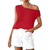 ZESICA Women's Summer Off The Shoulder Knit Tops 2026 Casual Short Sleeve Oversized Shirt